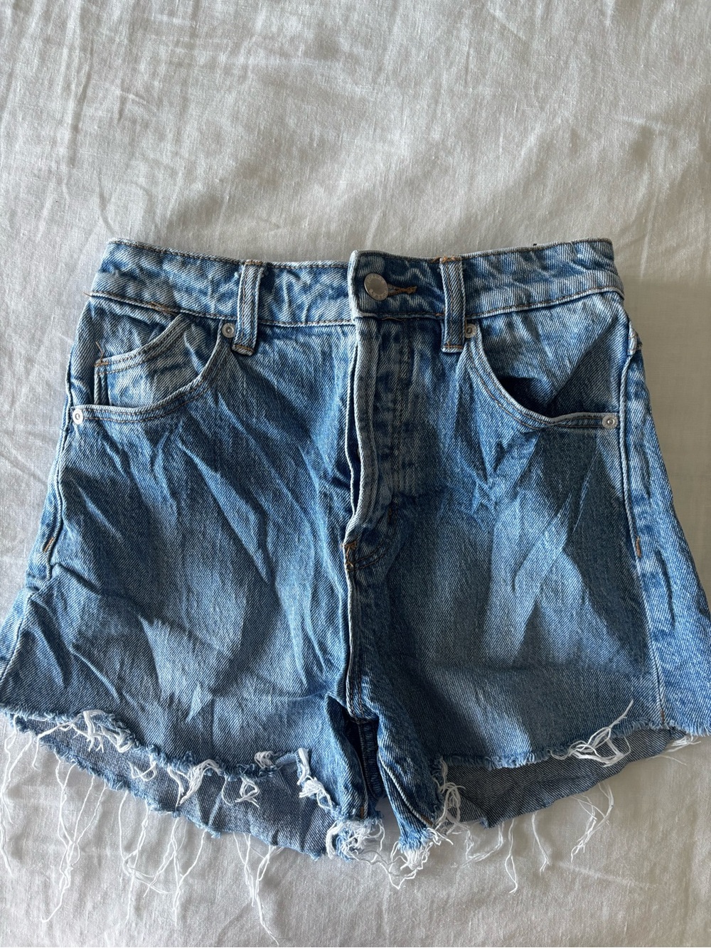 ROLLA'S Blue Frayed Denim Shorts